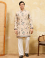 Graceful Beige Viscose Silk Kurta and Pant Set for Special Occasions