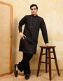 Luxury Black Viscose Silk Embroidered Kurta & Pant