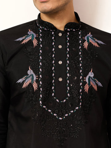 Black Stylish Trending Kurta with Dupatta for Mens Wear