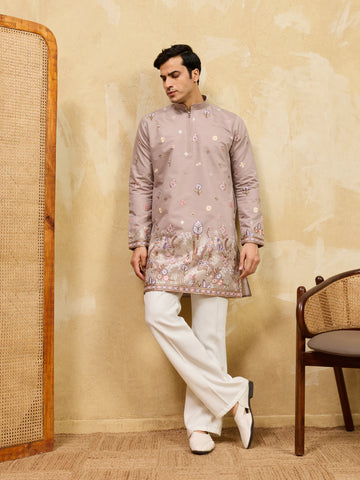 Classic Dusty Lavender Kurta Set Perfect for Wedding Wear