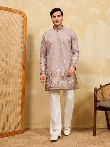 Classic Dusty Lavender Kurta Set Perfect for Wedding Wear