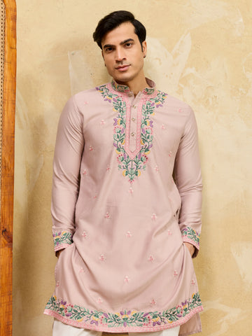Peach Ethnic Designer Kurta Set with Pant for Festive Wear