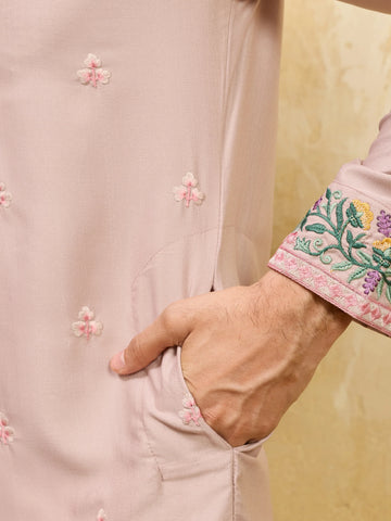 Peach Ethnic Designer Kurta Set with Pant for Festive Wear