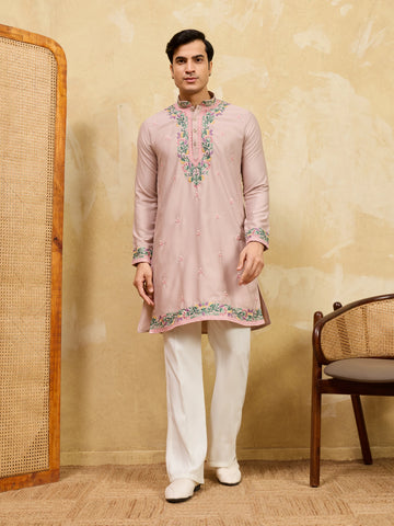 Peach Ethnic Designer Kurta Set with Pant for Festive Wear