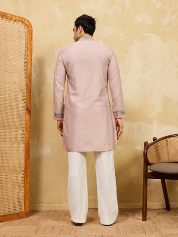 Peach Ethnic Designer Kurta Set with Pant for Festive Wear