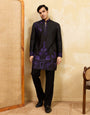 Royal Khadi Silk Kurta With Purple Thread Work
