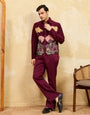 Elegant Maroon Bomber Jacket with Pant for Men's