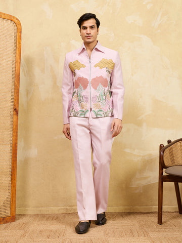 Pink Bomber Jacket with Pant for Men's