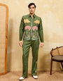 Regal Green Bomber Jacket with Thread Work and Pant for Mens