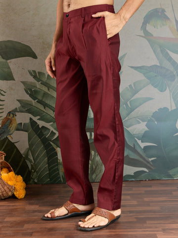 Wedding Special Maroon Kurta Pajama with Open Koti for Men