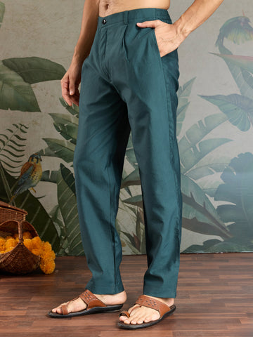 Traditional Green Kurta Pajama with Stylish Open Jacket