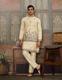 Haldi Special Light Yellow Koti Kurta Set for Mens Wear