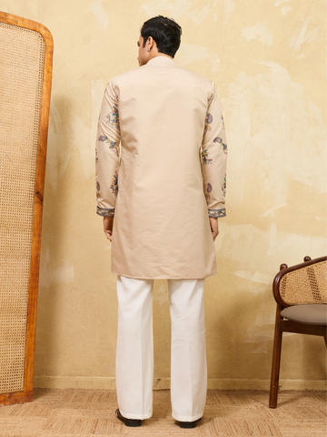 Graceful Beige Viscose Silk Kurta and Pant Set for Special Occasions