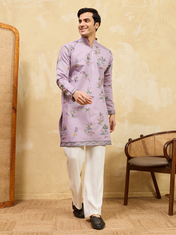 Sophisticated Lavender Viscose Silk Ethnic Kurta Set