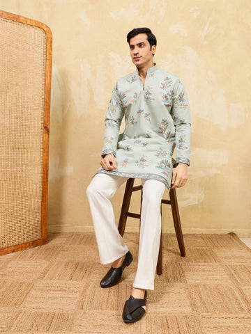 Elegant Sky Blue Viscose Silk Kurta & Pant Set for Festive Occasions