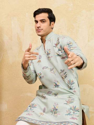 Elegant Sky Blue Viscose Silk Kurta & Pant Set for Festive Occasions
