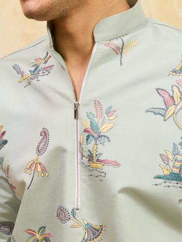 Elegant Sky Blue Viscose Silk Kurta & Pant Set for Festive Occasions