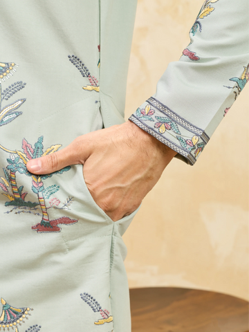 Elegant Sky Blue Viscose Silk Kurta & Pant Set for Festive Occasions