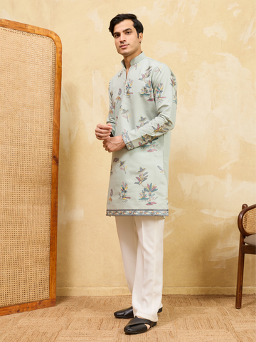 Elegant Sky Blue Viscose Silk Kurta & Pant Set for Festive Occasions
