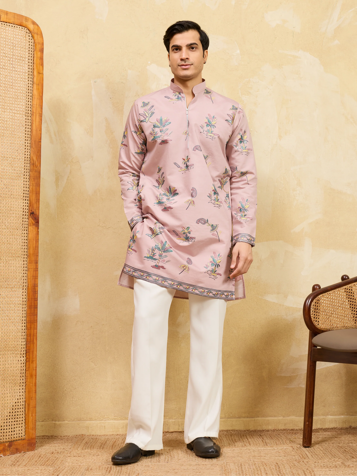 Luxury Pink Viscose Silk Kurta & Pant Ensemble for Celebrations