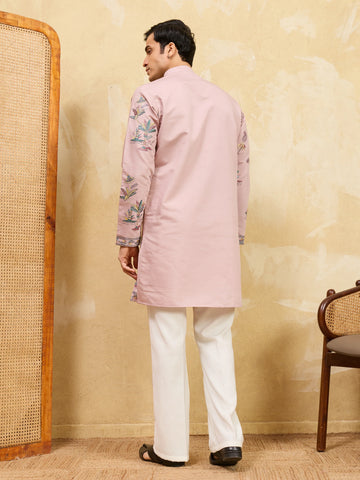Luxury Pink Viscose Silk Kurta & Pant Ensemble for Celebrations