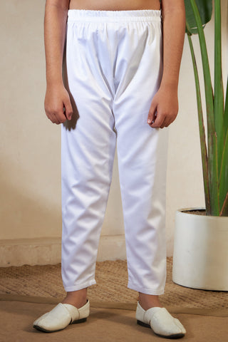 White Embroidered Carnival Kurta-Jacket Set for Boys