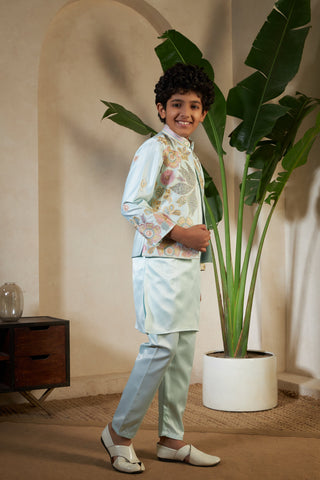 Pista Green Embroidered Carnival Set for Boys