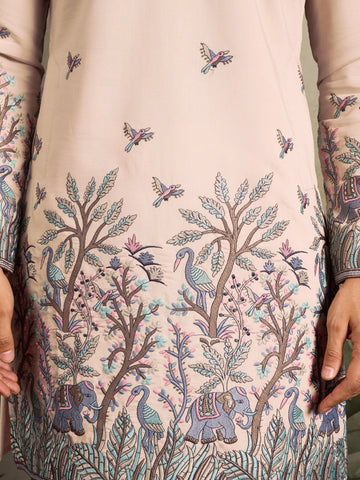 Beige Embroidered Work Beautiful Kurta for Men
