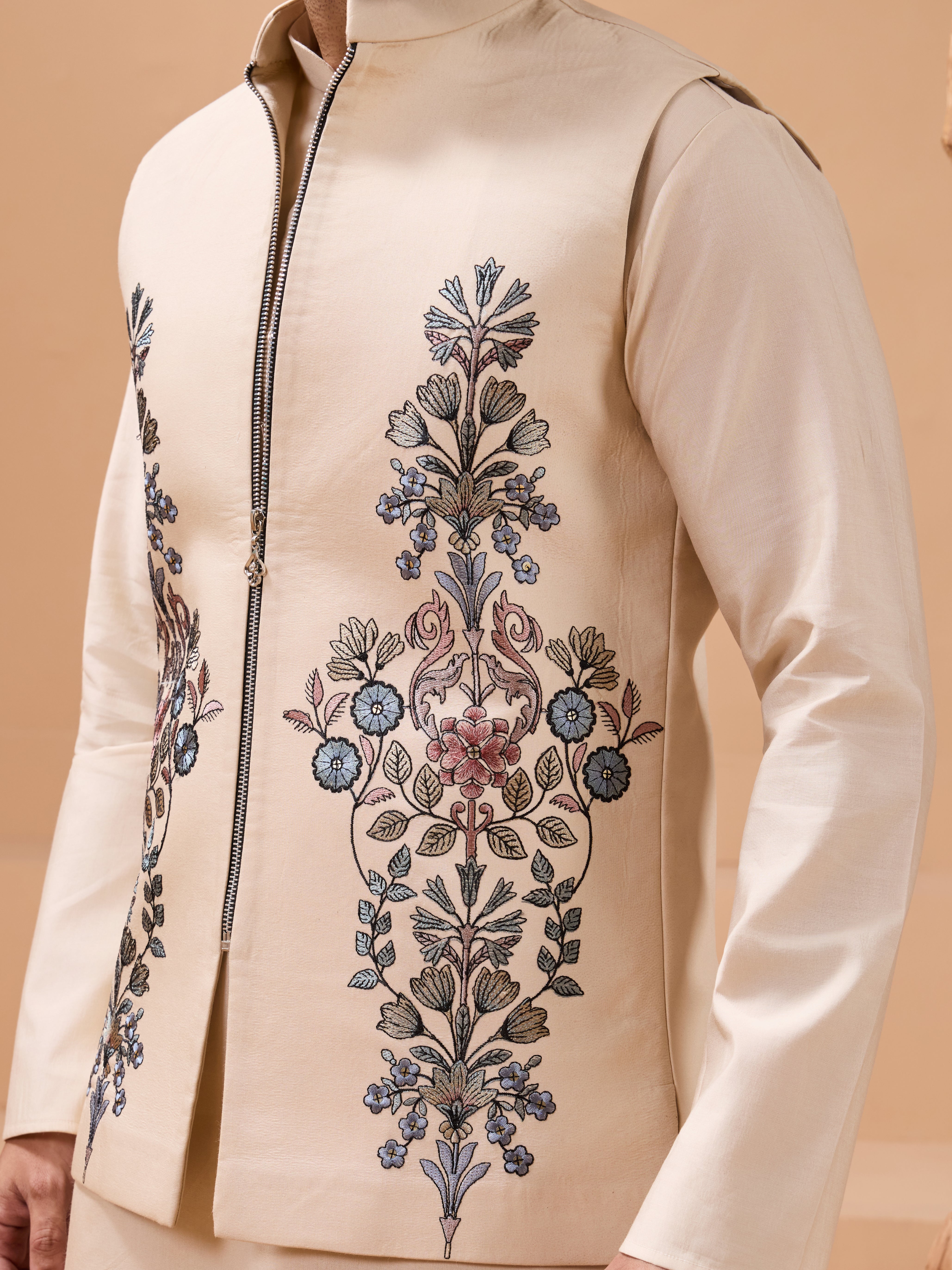 Tendy Beige Wedding Special Koti Kurta Set for Mens Wear Color Koti Kurta Set Pair for Men Collection
