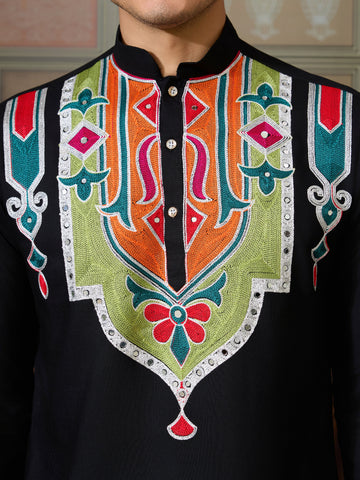 Black Trending Designer Festival Wear Men’s Kurta
