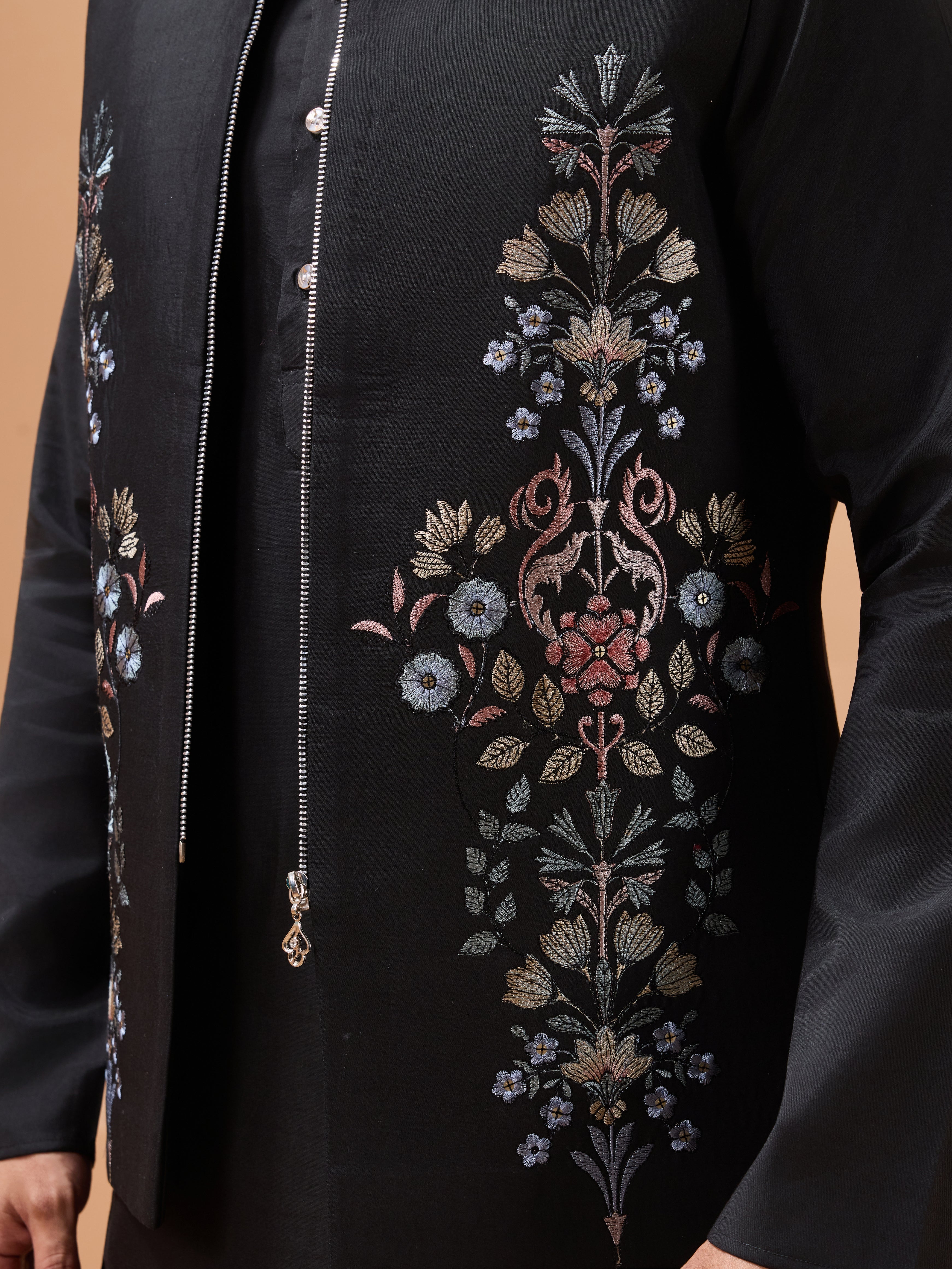 Premium Black Color Special Koti Kurta Set for Mens Wear

