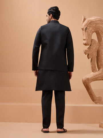 Premium Black Color Special Koti Kurta Set for Mens Wear
