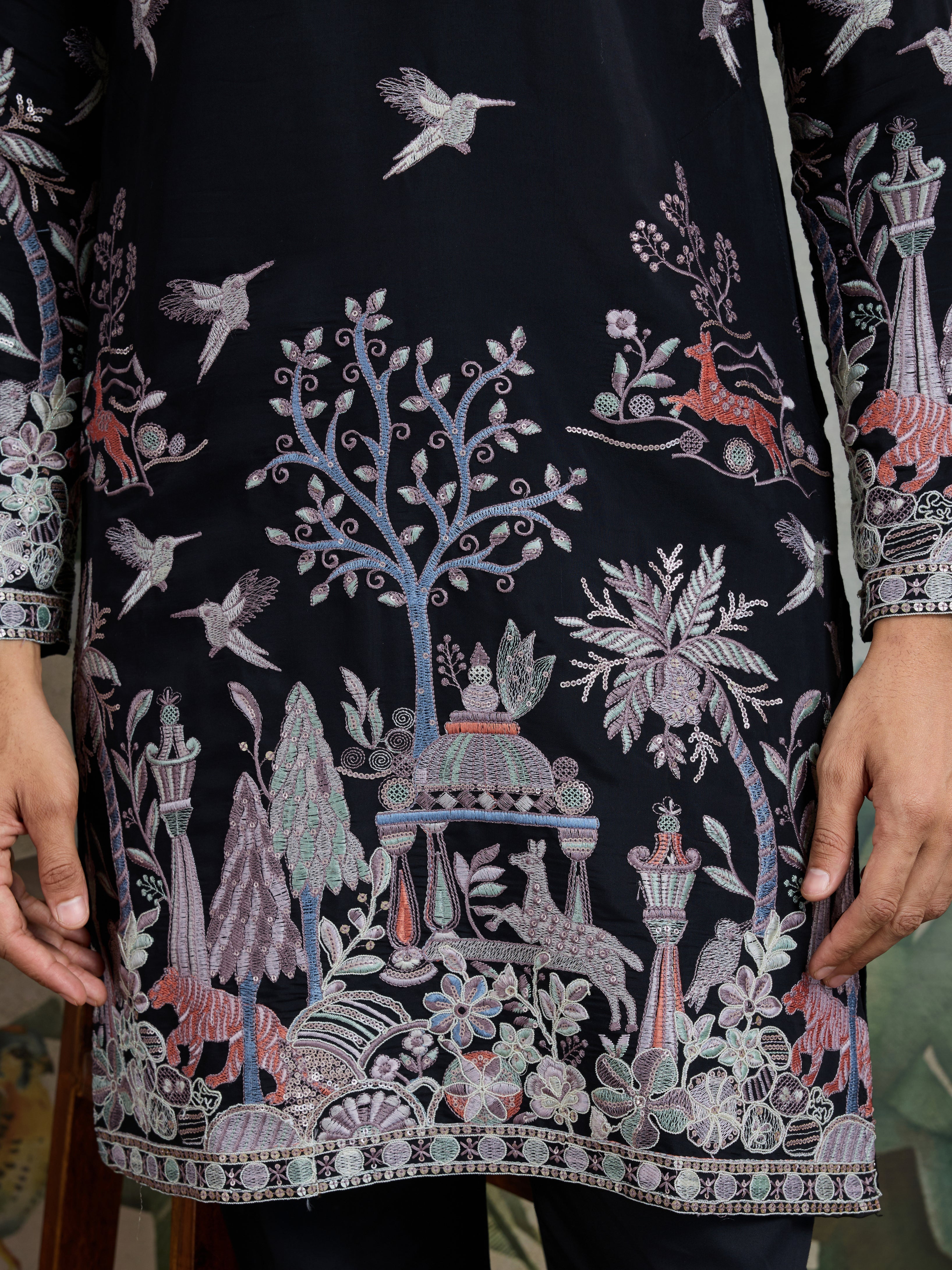 Beautiful Black Viscose Silk Kurta mens wear