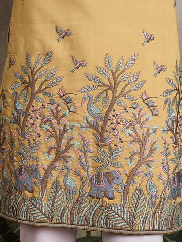 Haldi Ceremony Special Yellow Embroidered Kurta for Men