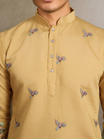 Haldi Ceremony Special Yellow Embroidered Kurta for Men