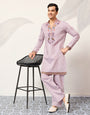 Royal Look Lavender V Neck Kurta Pant for Mens Wear
