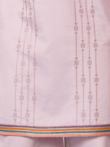 Royal Look Lavender V Neck Kurta Pant for Mens Wear