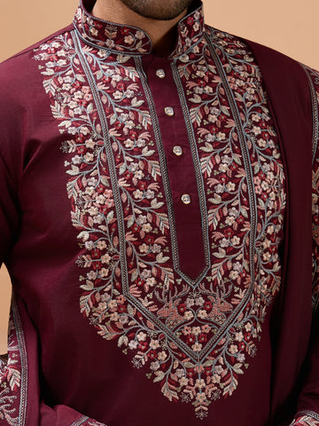 Latest nature Maroon Kurta and Dupatta for Mens Wear
