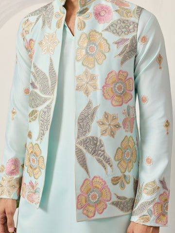 Luxury Wedding & Carnival Wear Pista Green Koti Kurta for Men
