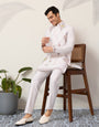 Elegant Wedding Special White Koti Kurta Pajama Set