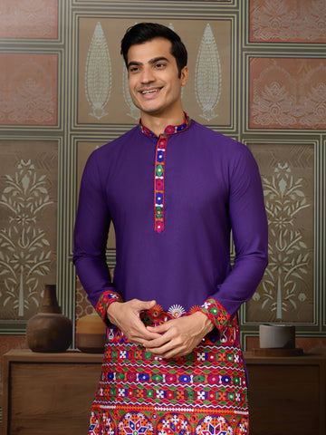 Readymade Purple Mens Kurta for Navratri Look
