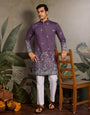 Festive Look Dusty Purple Color Traditional Kurta for Mens