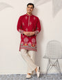 Unique Style Red Color Embroidered Kurta for Mens Wear