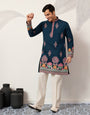 Indian Wedding Style Exclusive Teal Blue Kurta for Mens