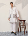 Indian Traditional White Koti Kurta Pant for Mens Wear