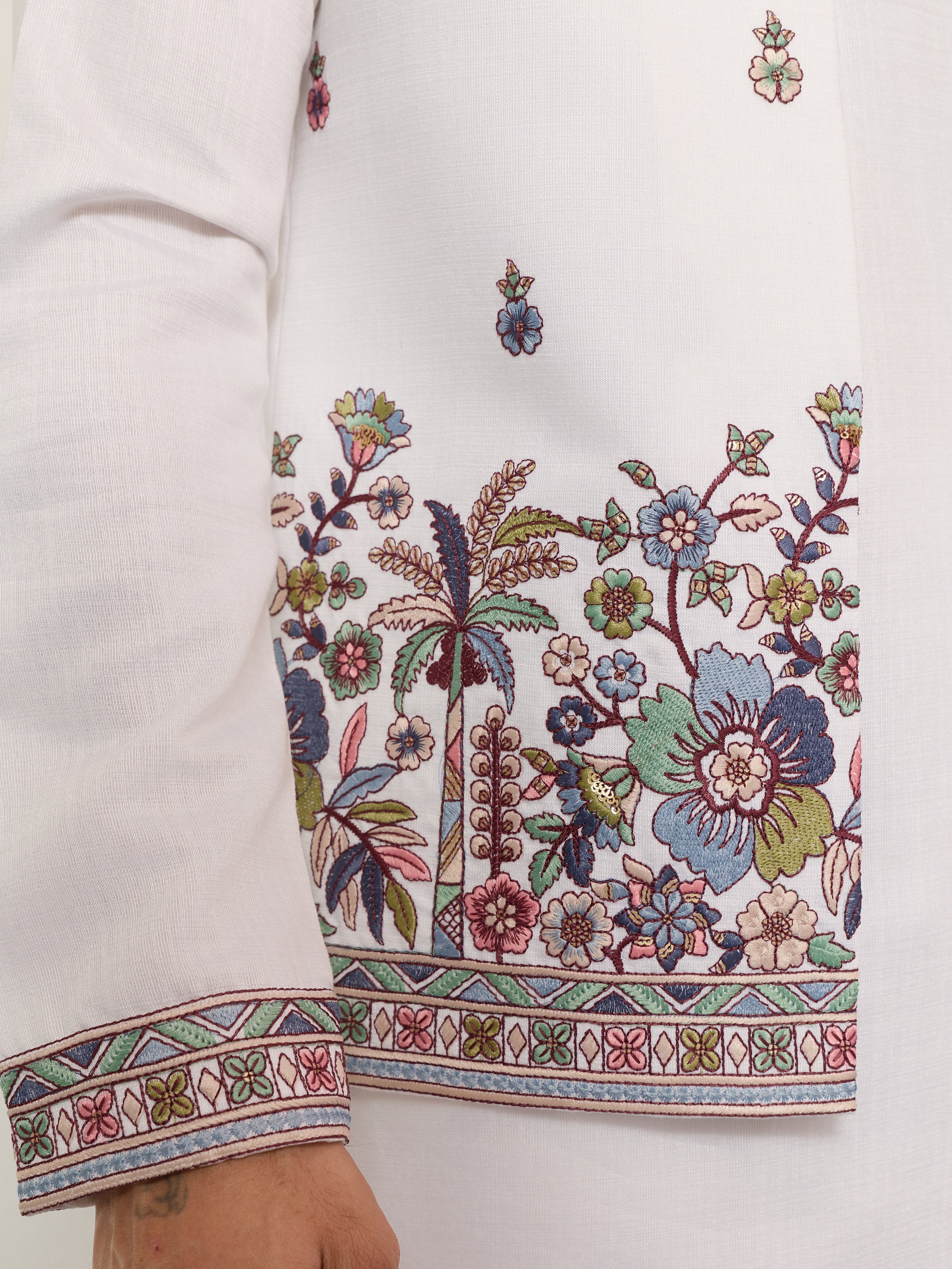 Indian Traditional White Koti Kurta Pant for Mens Wear
