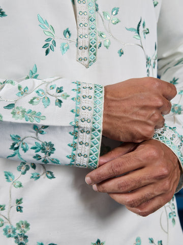 Graceful White Viscose Silk Kurta for Mens Wear